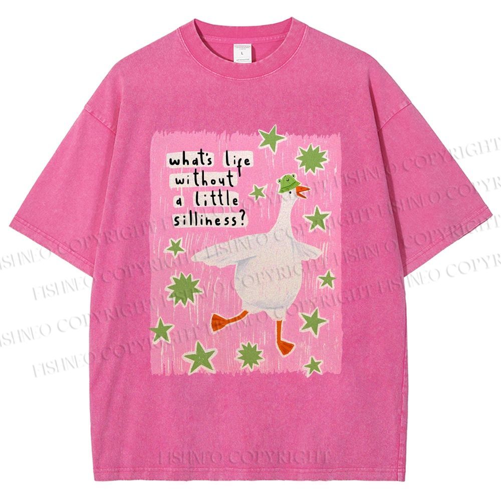 Unisex Silliness Goose Printed Washed Tee