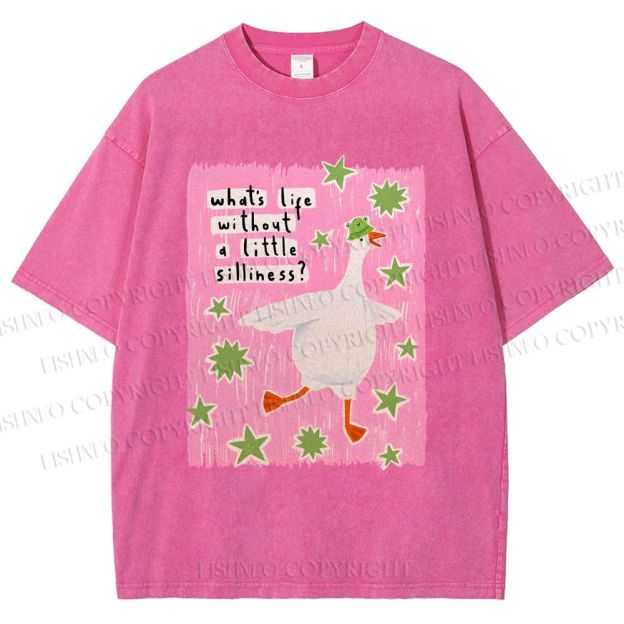 Unisex Silliness Goose Printed Washed Tee