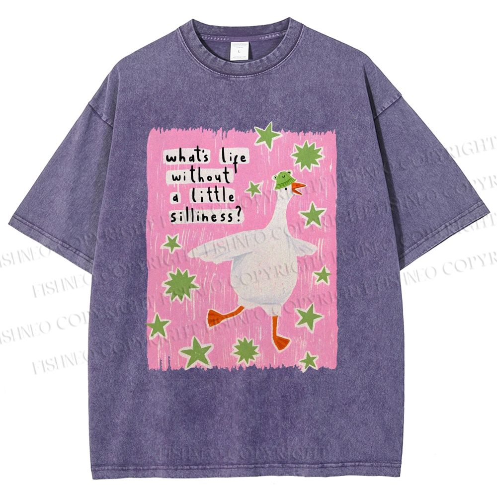 Unisex Silliness Goose Printed Washed Tee