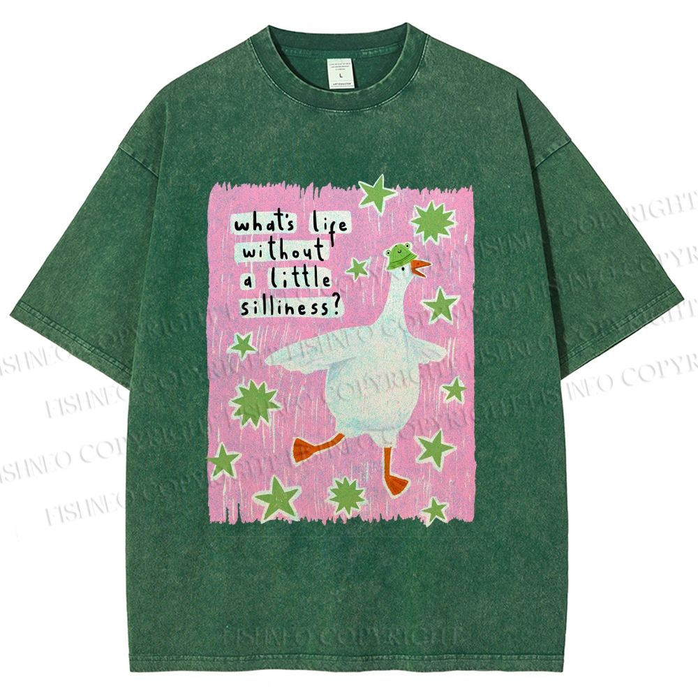 Unisex Silliness Goose Printed Washed Tee