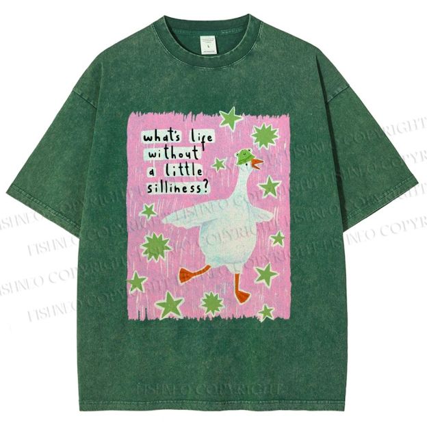 Unisex Silliness Goose Printed Washed Tee
