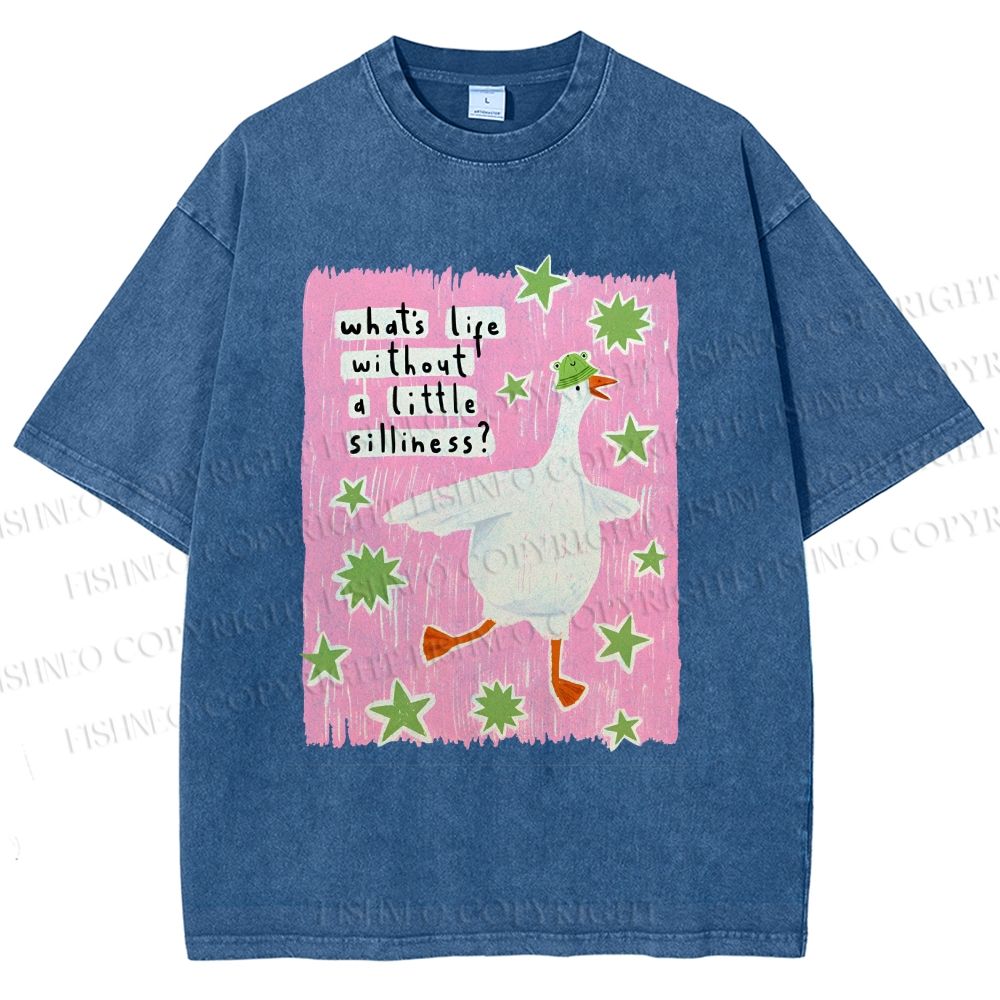 Unisex Silliness Goose Printed Washed Tee