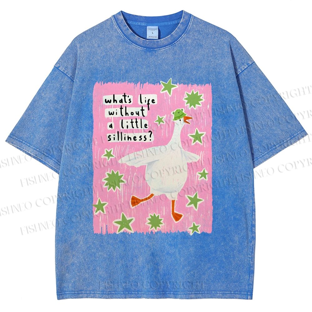 Unisex Silliness Goose Printed Washed Tee