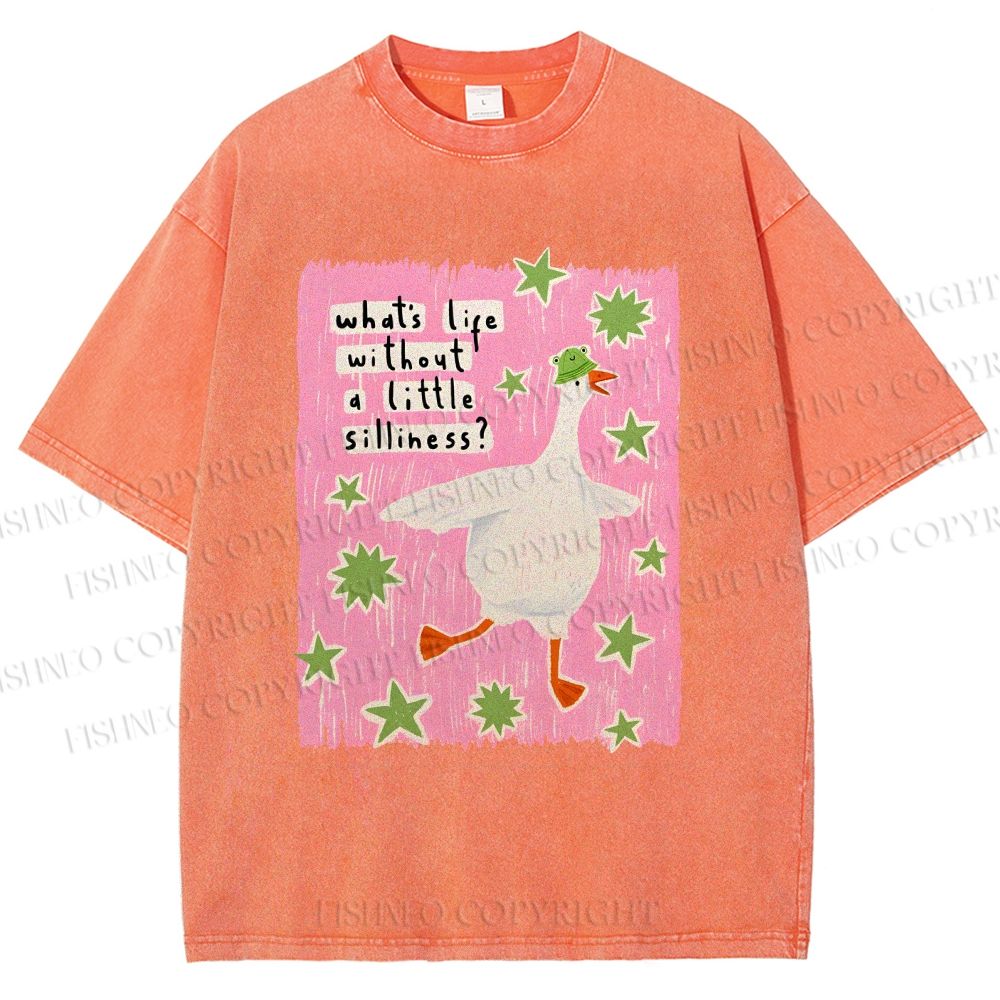 Unisex Silliness Goose Printed Washed Tee