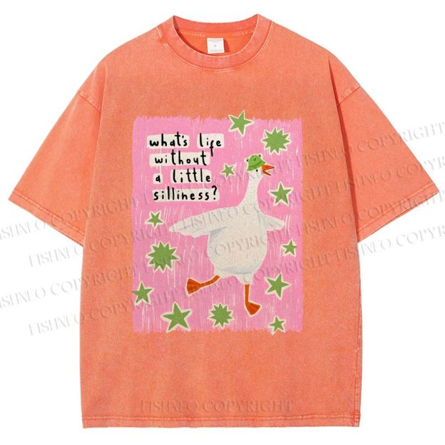 Unisex Silliness Goose Printed Washed Tee