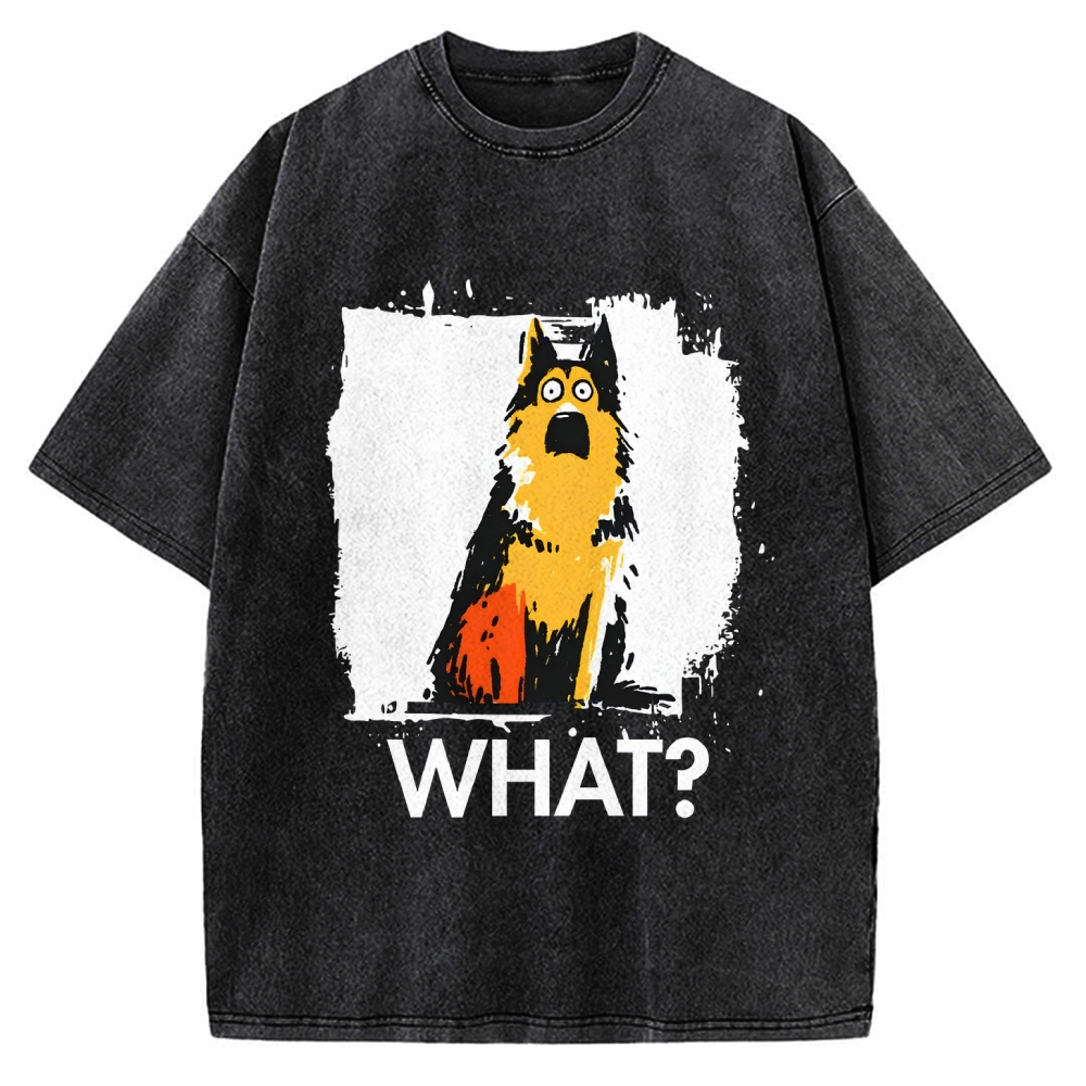 Unisex German Shepherd What Dog Printed Washed Tee