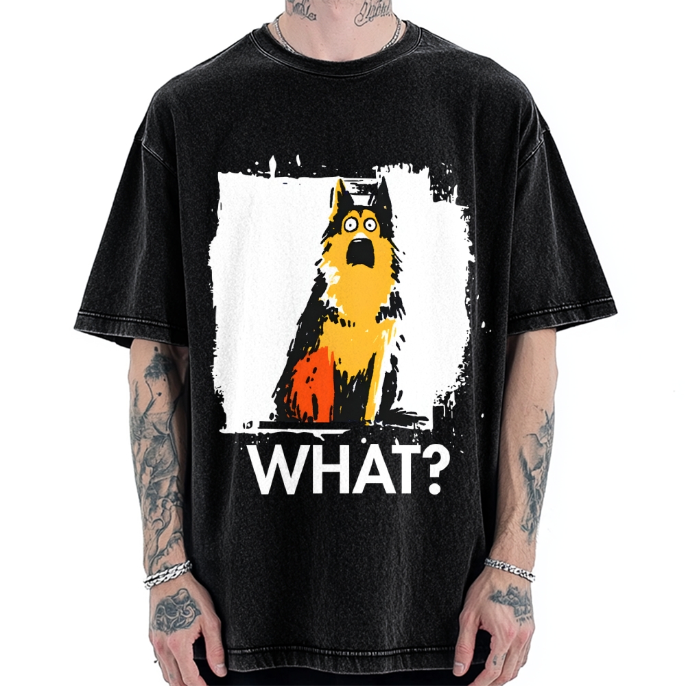 Unisex German Shepherd What Dog Printed Washed Tee