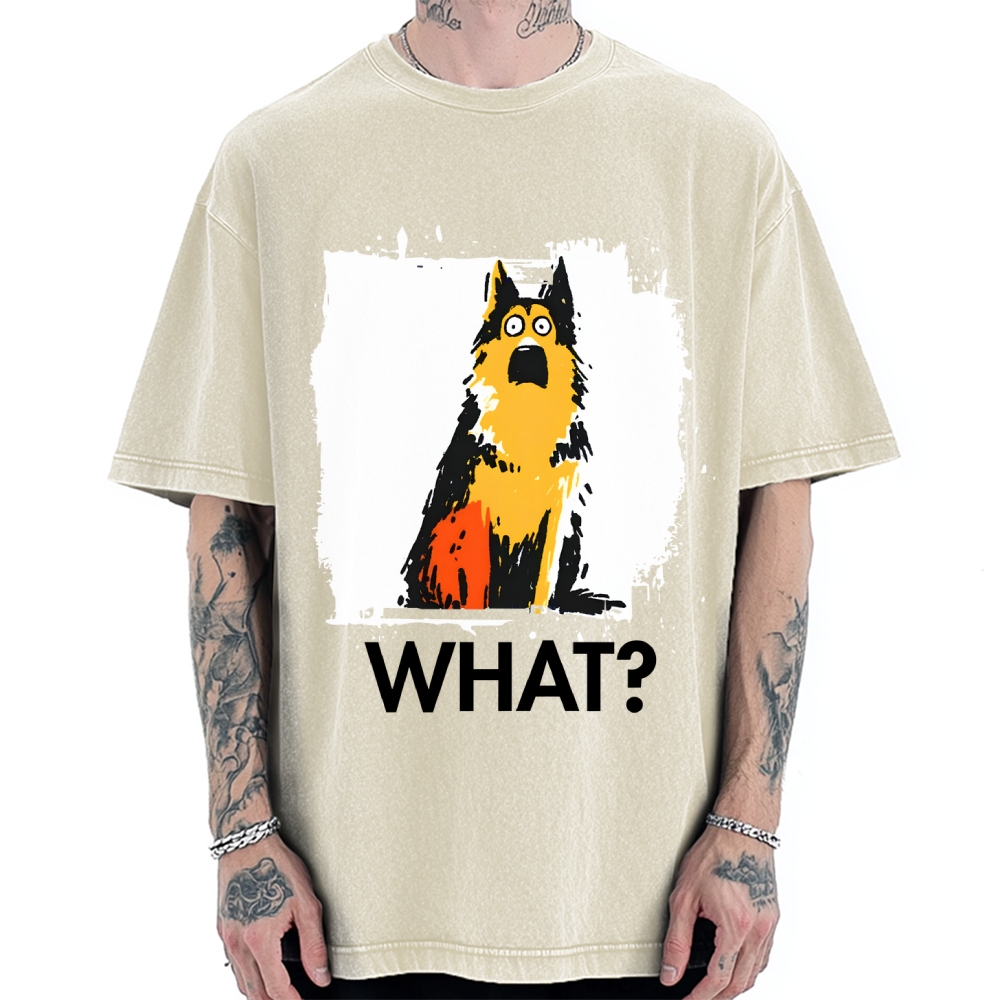 Unisex German Shepherd What Dog Printed Washed Tee