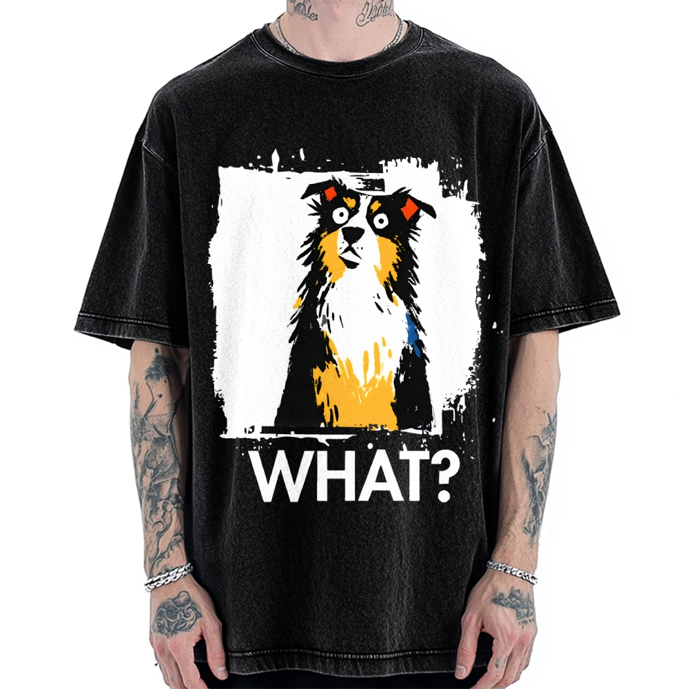 Unisex Australian Shepherd What Dog Printed Washed Tee