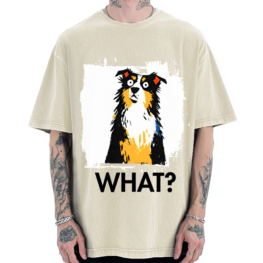 Unisex Australian Shepherd What Dog Printed Washed Tee