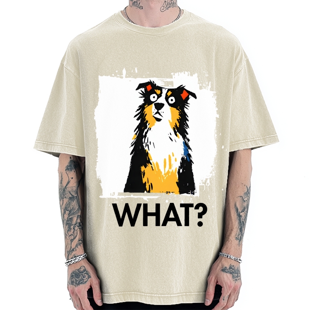 Unisex Australian Shepherd What Dog Printed Washed Tee