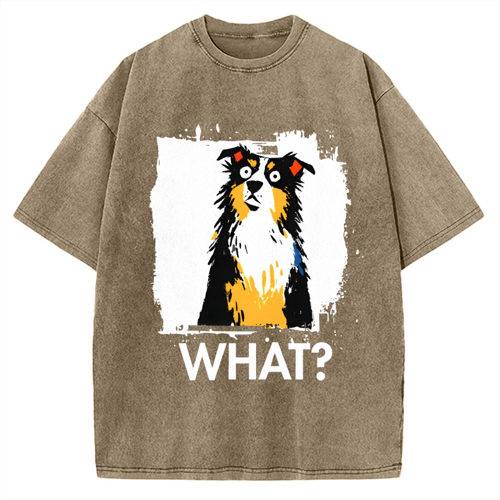 Unisex Australian Shepherd What Dog Printed Washed Tee