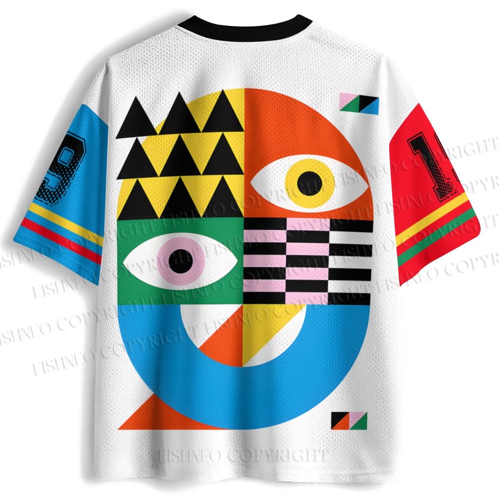 Bauhaus Colored Geometric Eyes Printed Jersey Shirts