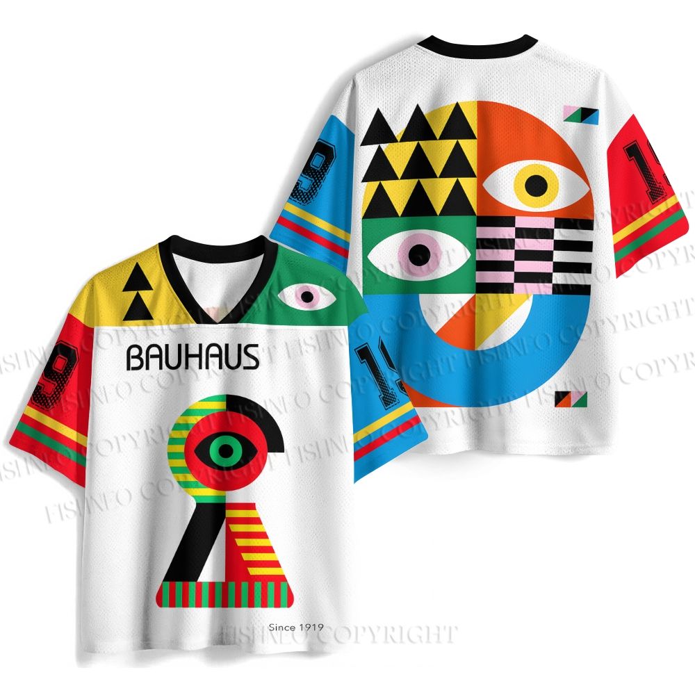 Bauhaus Colored Geometric Eyes Printed Jersey Shirts