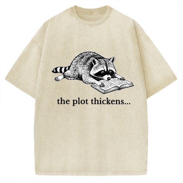 Unisex Bookish Raccoon Printed Washed Tee