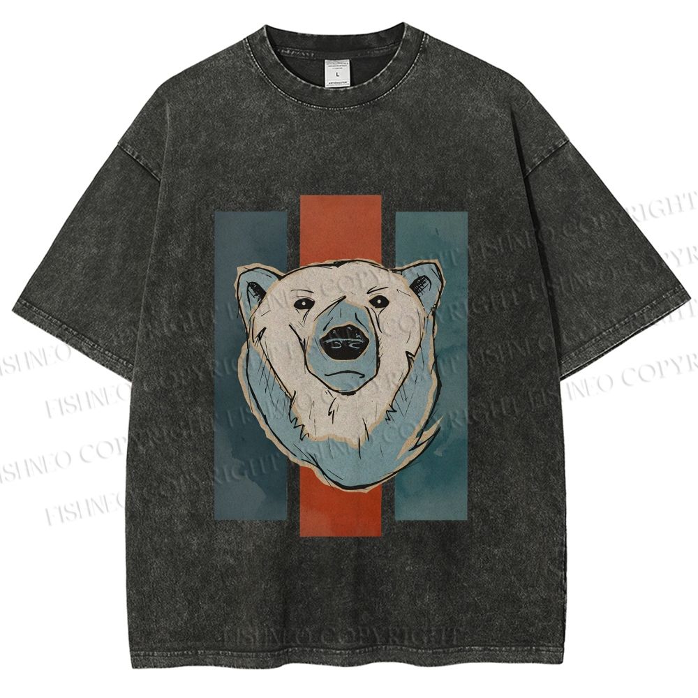 Unisex Fuzzy Bear Printed Washed Tee