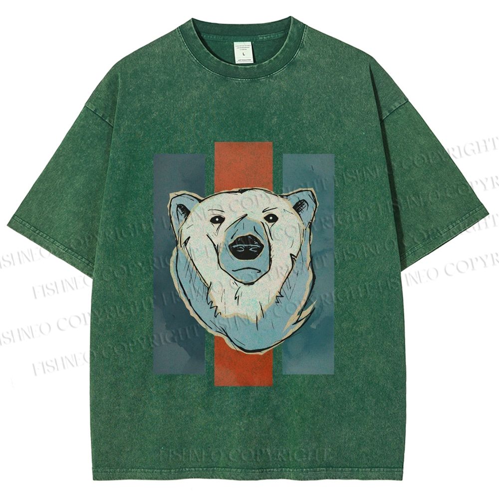 Unisex Fuzzy Bear Printed Washed Tee