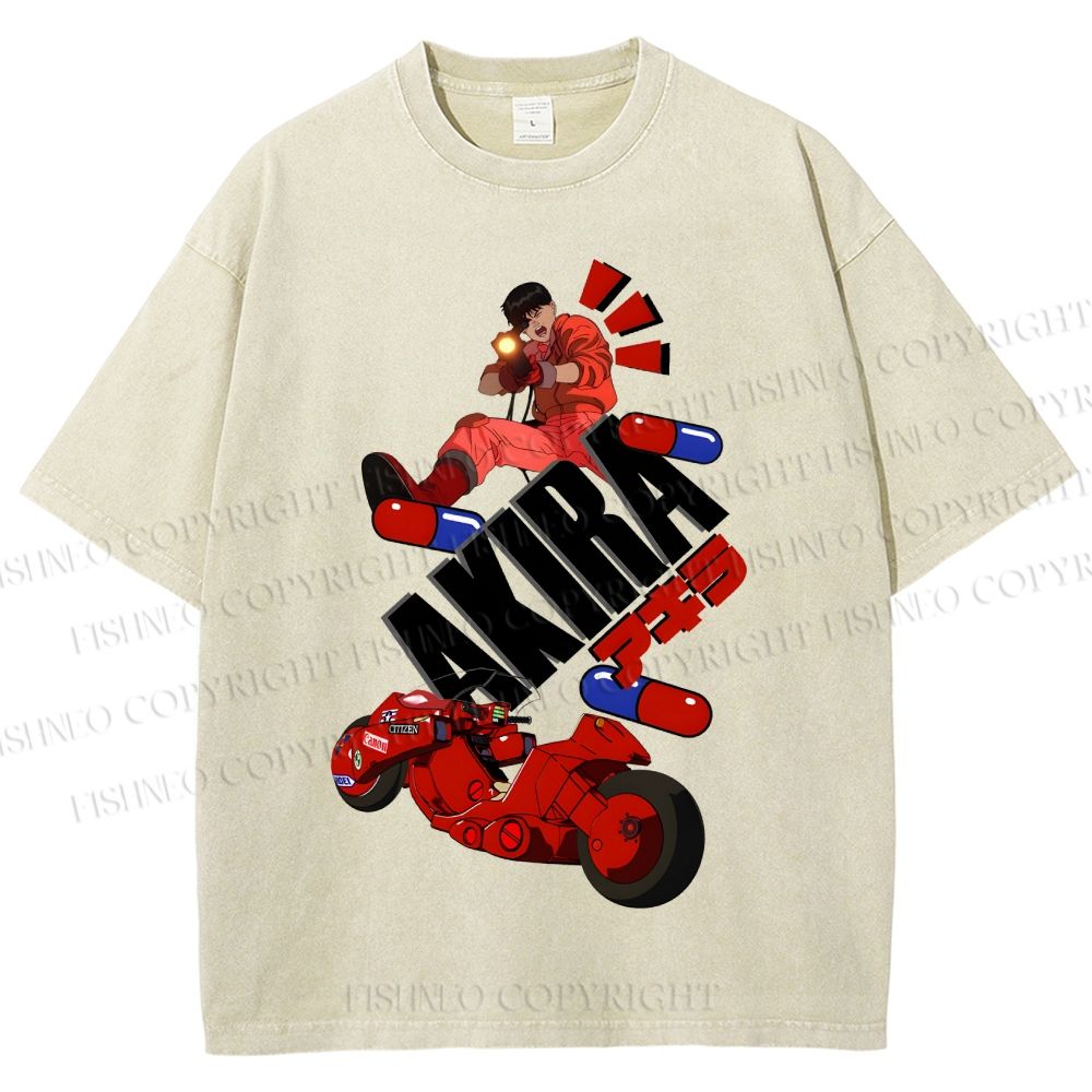 Unisex Akira Printed Washed Tee