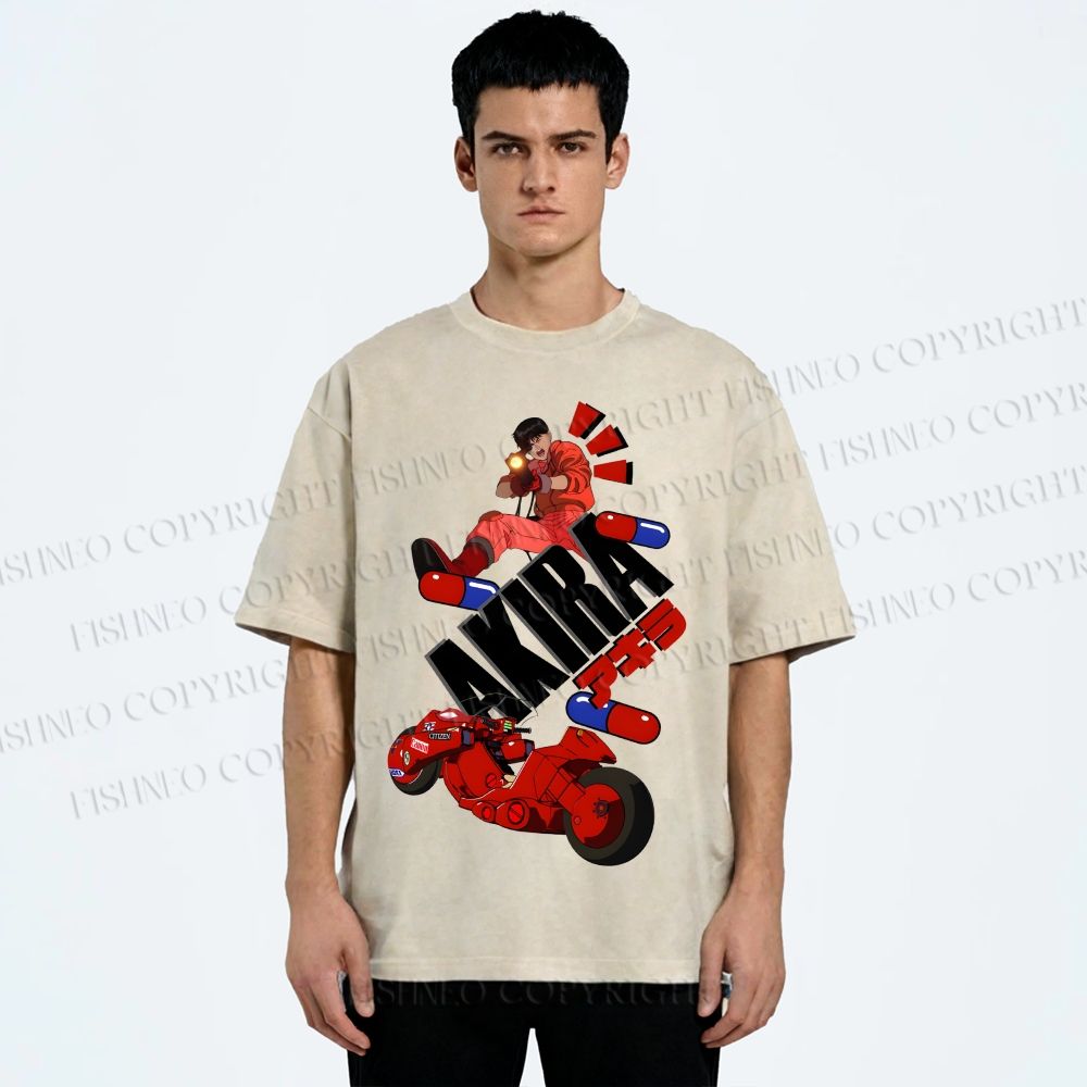 Unisex Akira Printed Washed Tee