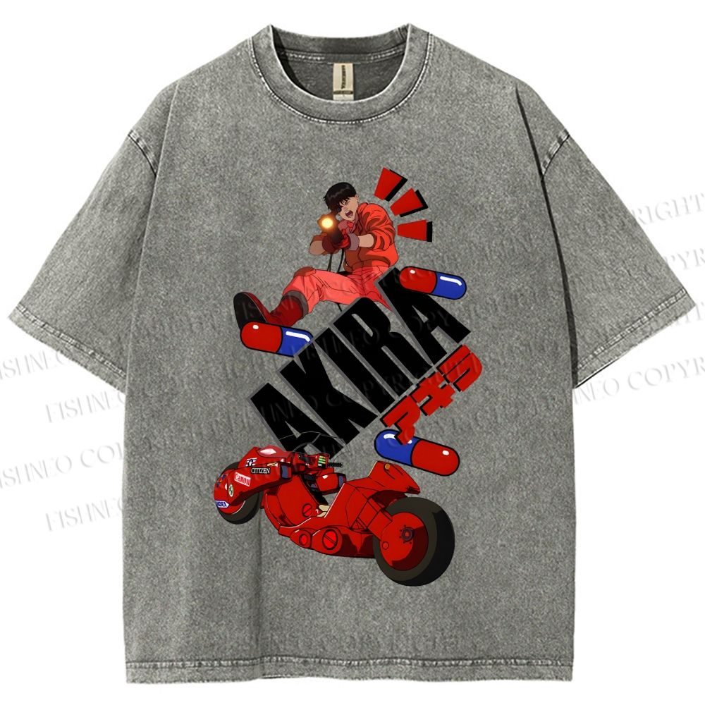 Unisex Akira Printed Washed Tee