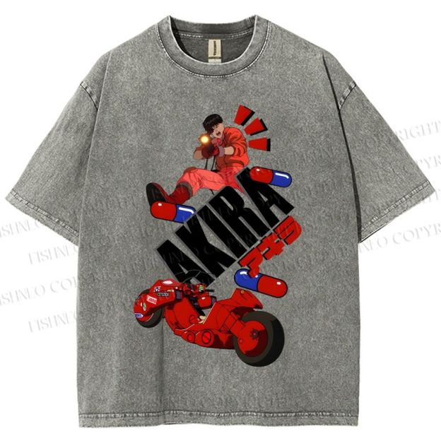 Unisex Akira Printed Washed Tee
