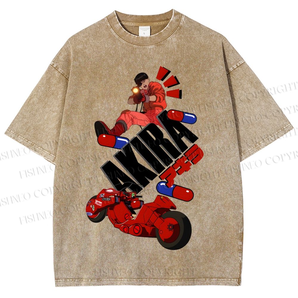 Unisex Akira Printed Washed Tee