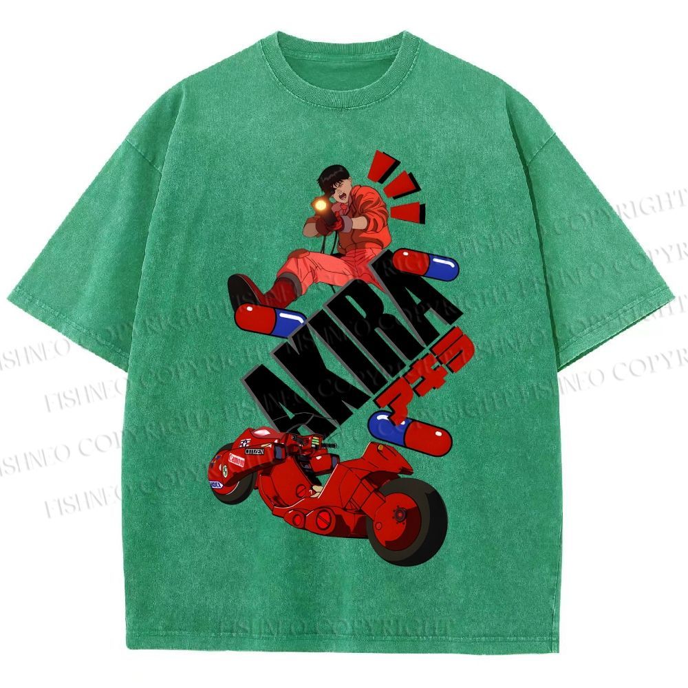Unisex Akira Printed Washed Tee
