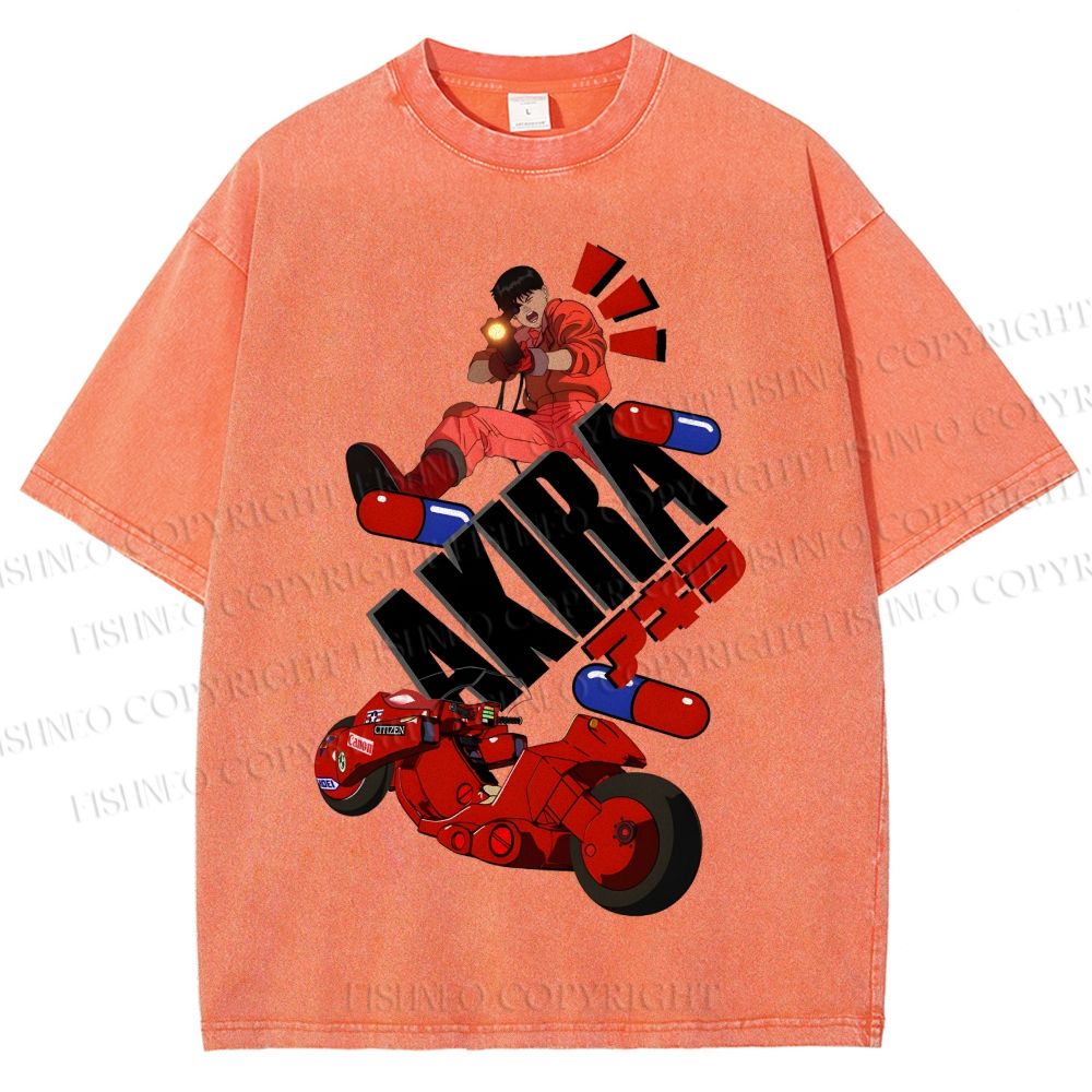 Unisex Akira Printed Washed Tee