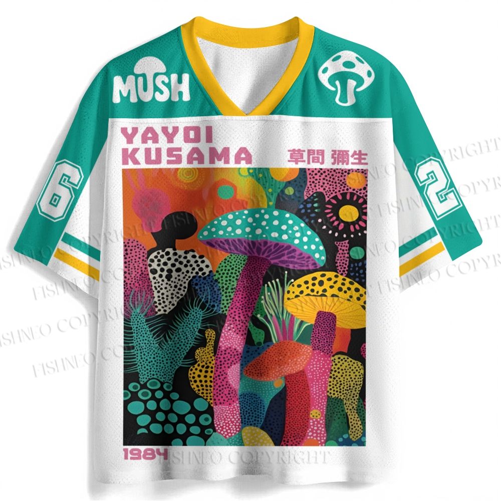 Yayoi Kusama Multicolor Mushroom Jersey Shirts