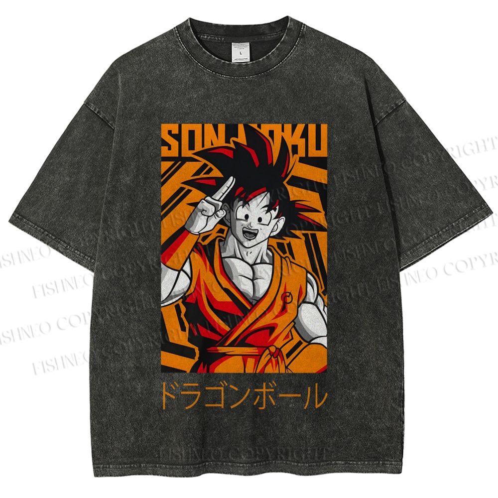 Unisex Dragon Ball Goku Printed Washed Tee