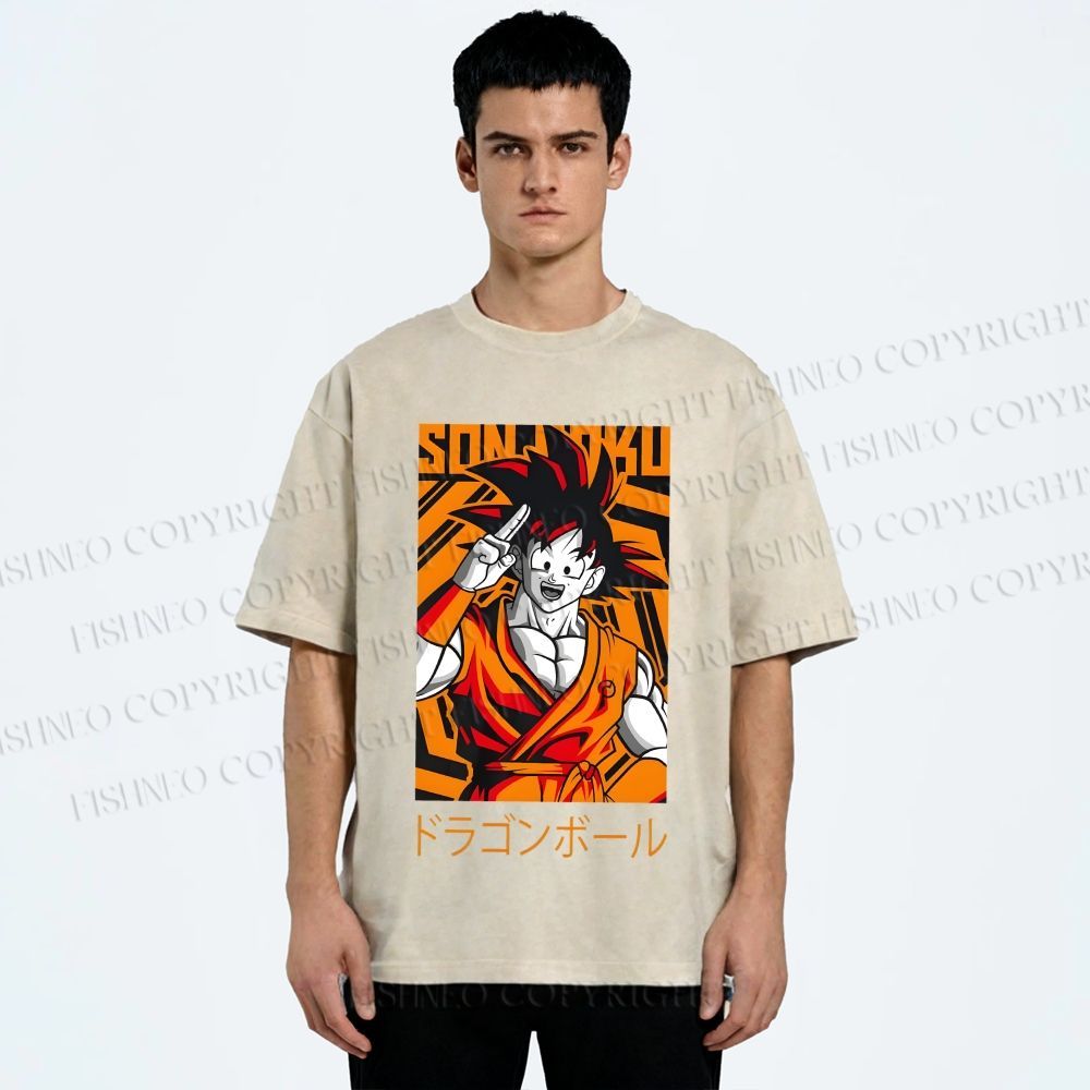 Unisex Dragon Ball Goku Printed Washed Tee