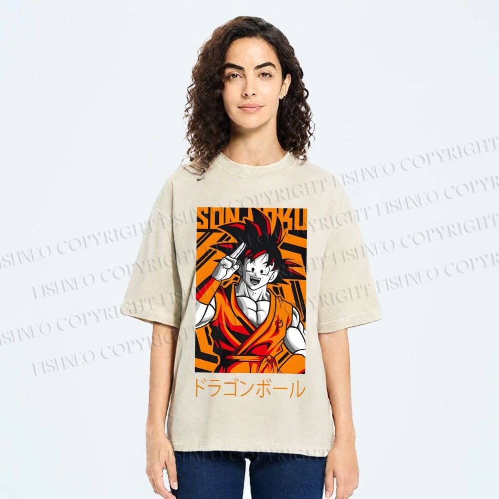 Unisex Dragon Ball Goku Printed Washed Tee