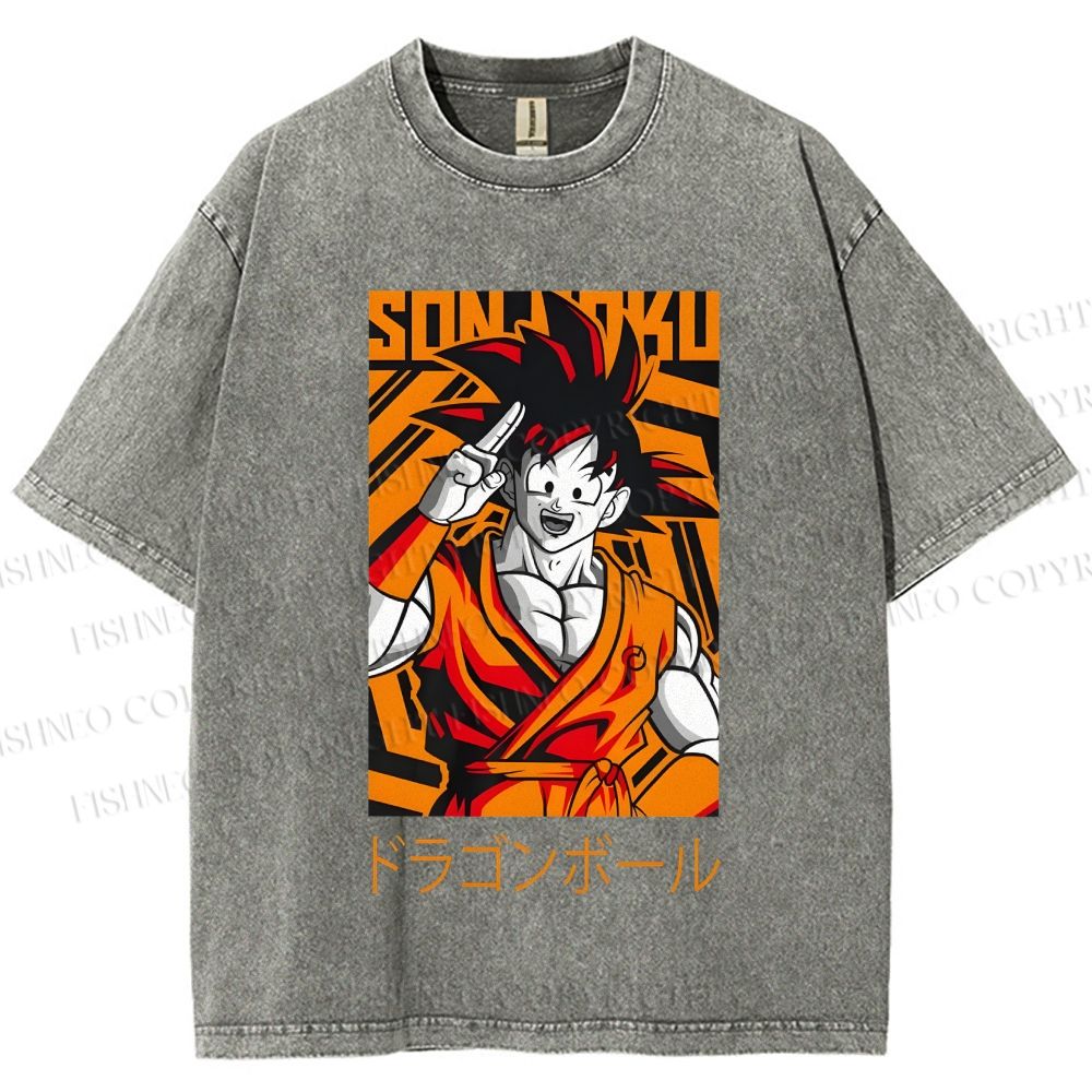 Unisex Dragon Ball Goku Printed Washed Tee