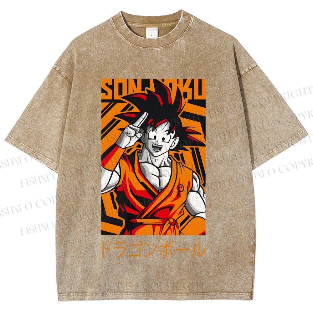 Unisex Dragon Ball Goku Printed Washed Tee
