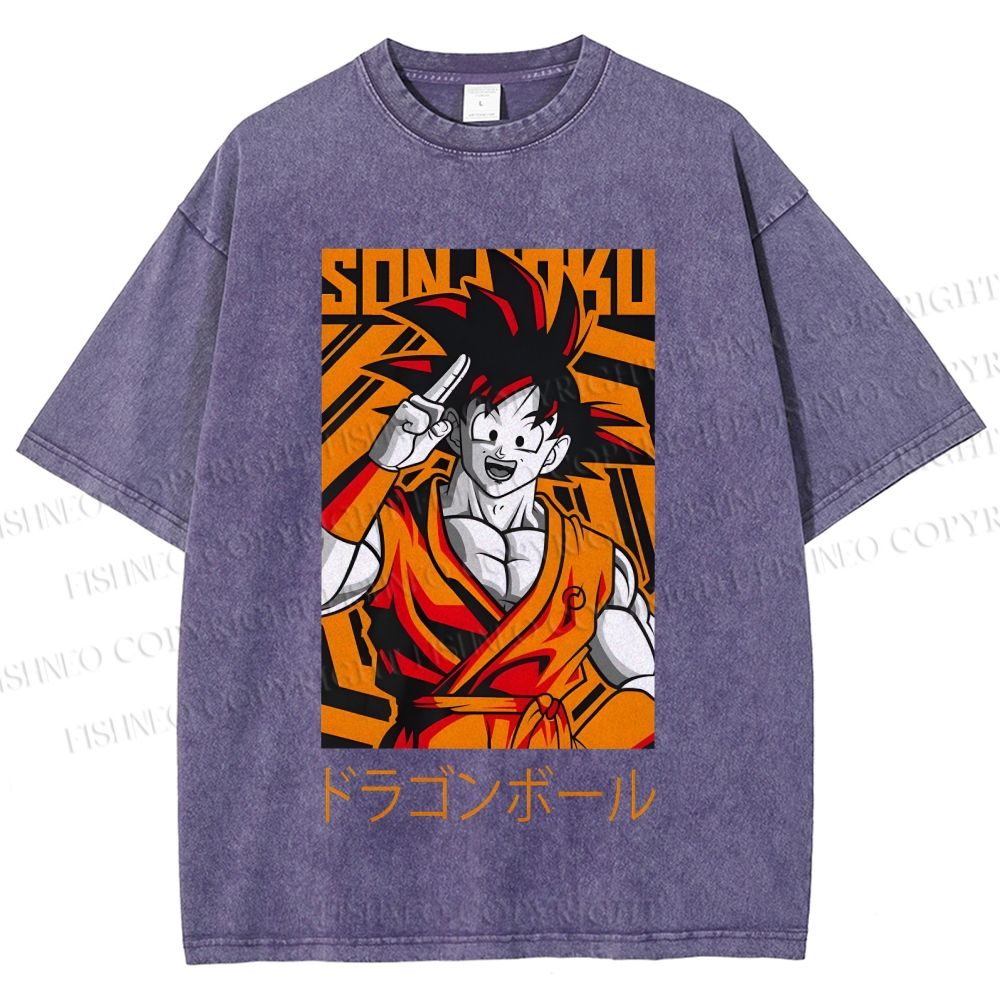 Unisex Dragon Ball Goku Printed Washed Tee