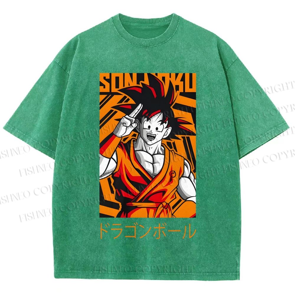 Unisex Dragon Ball Goku Printed Washed Tee