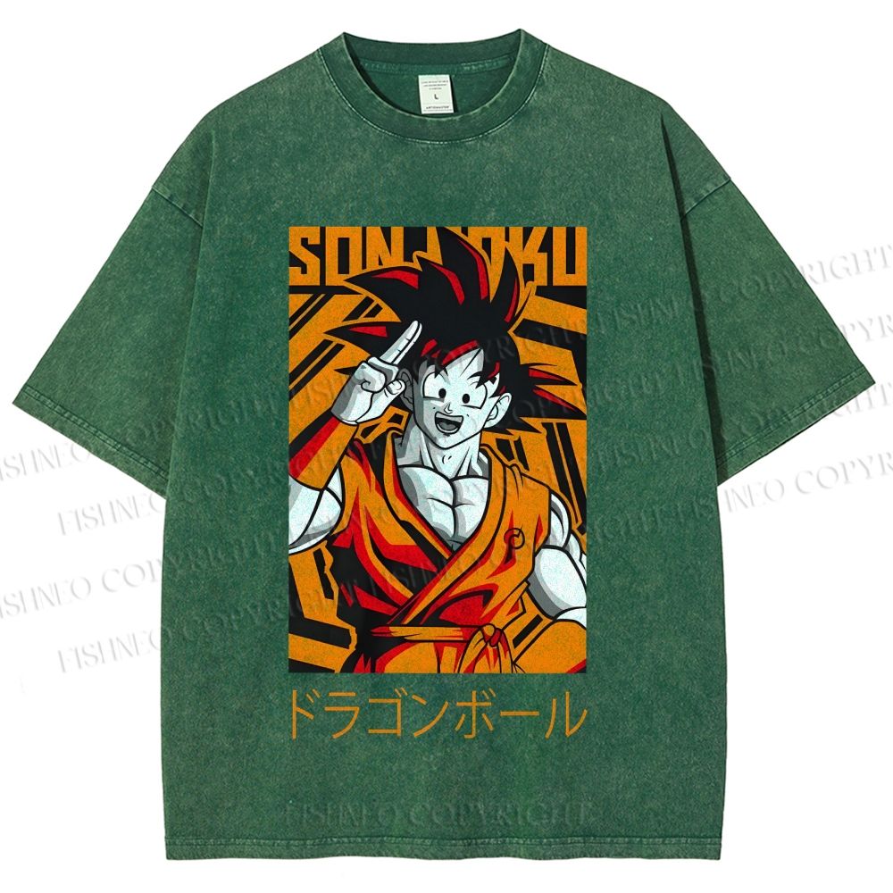Unisex Dragon Ball Goku Printed Washed Tee