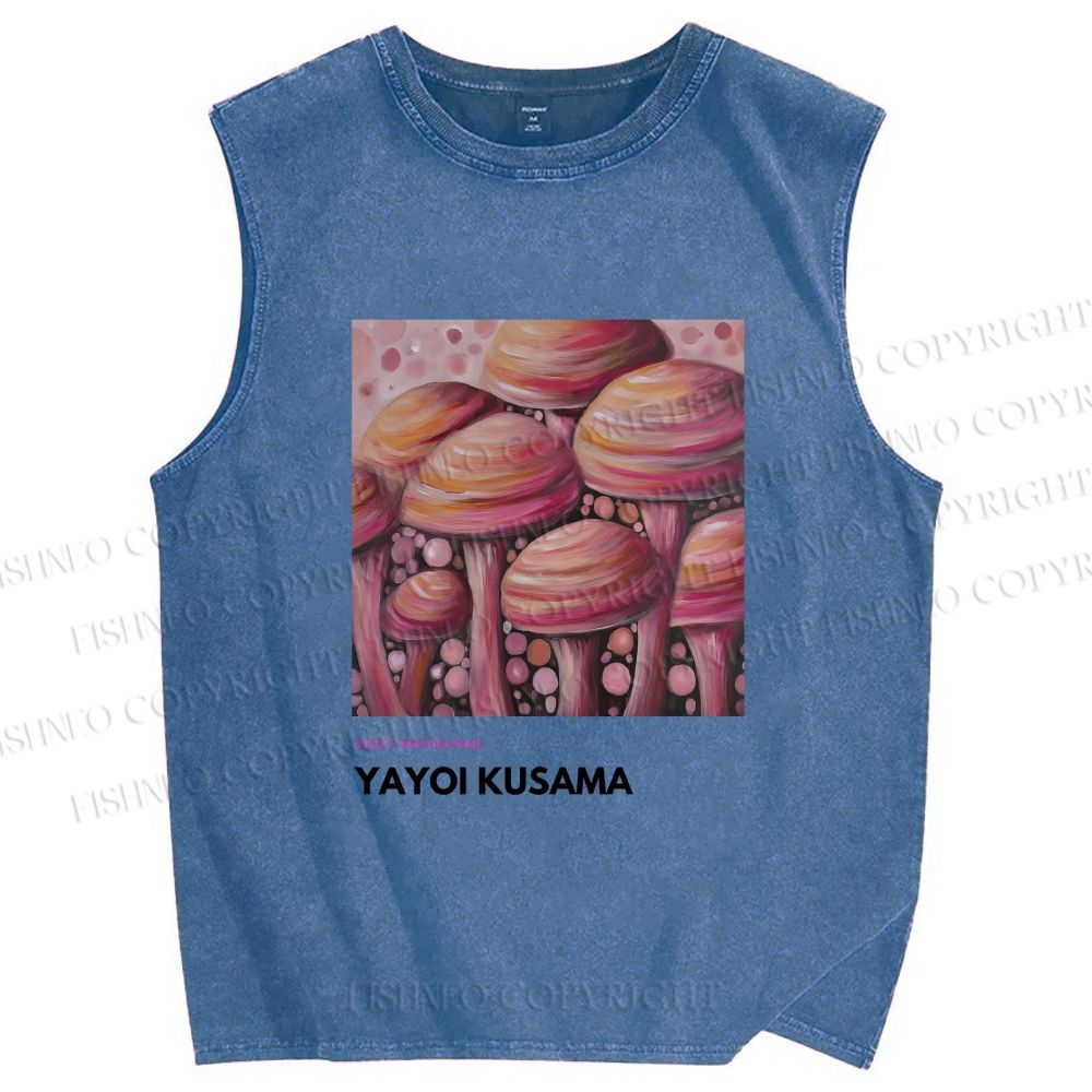 Unisex Yayoi Kusama Sweet Mushroom Printed Washed Tank Top
