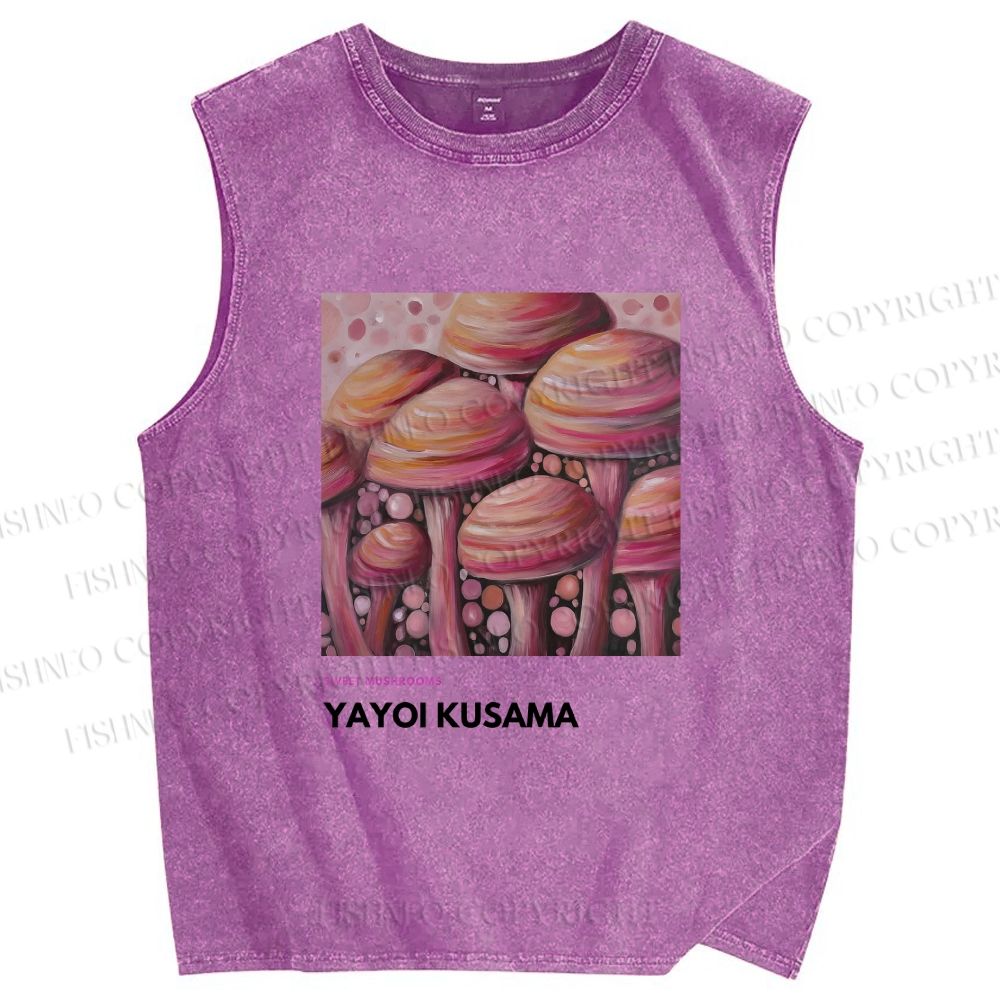Unisex Yayoi Kusama Sweet Mushroom Printed Washed Tank Top