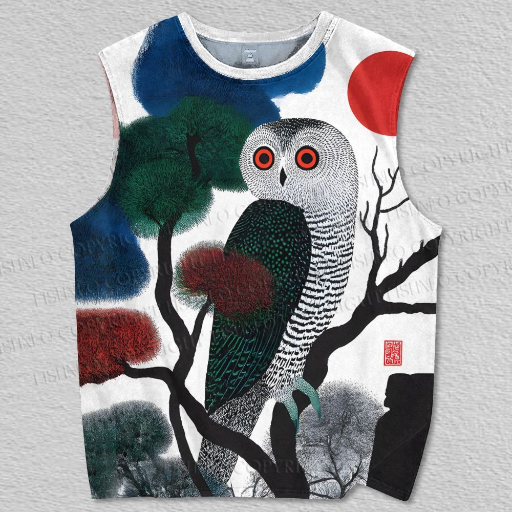 Unisex Artistic Owl Printed Tank Top