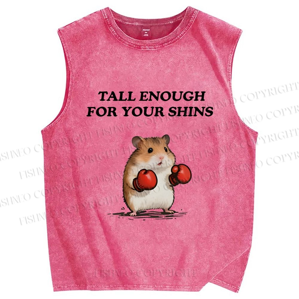 Unisex Meme Hamster With Boxing Gloves Printed Washed Tank Top