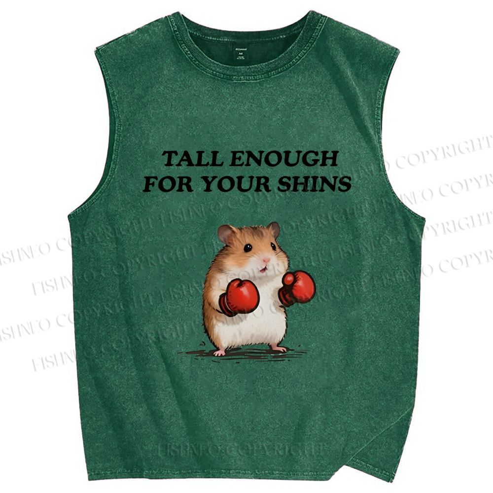 Unisex Meme Hamster With Boxing Gloves Printed Washed Tank Top