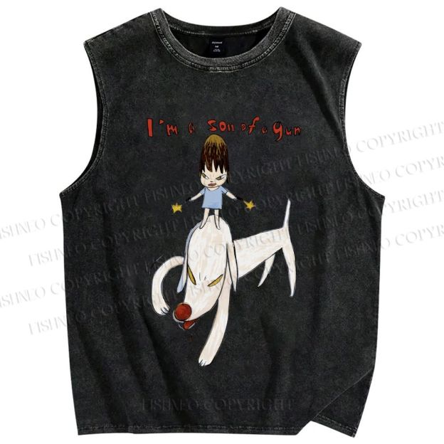 Unisex Yoshitomo Nara I'm A Son Of A Gun Printed Washed Tank Top