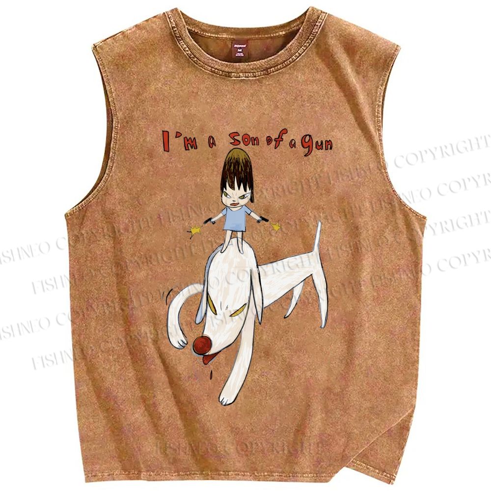 Unisex Yoshitomo Nara I'm A Son Of A Gun Printed Washed Tank Top