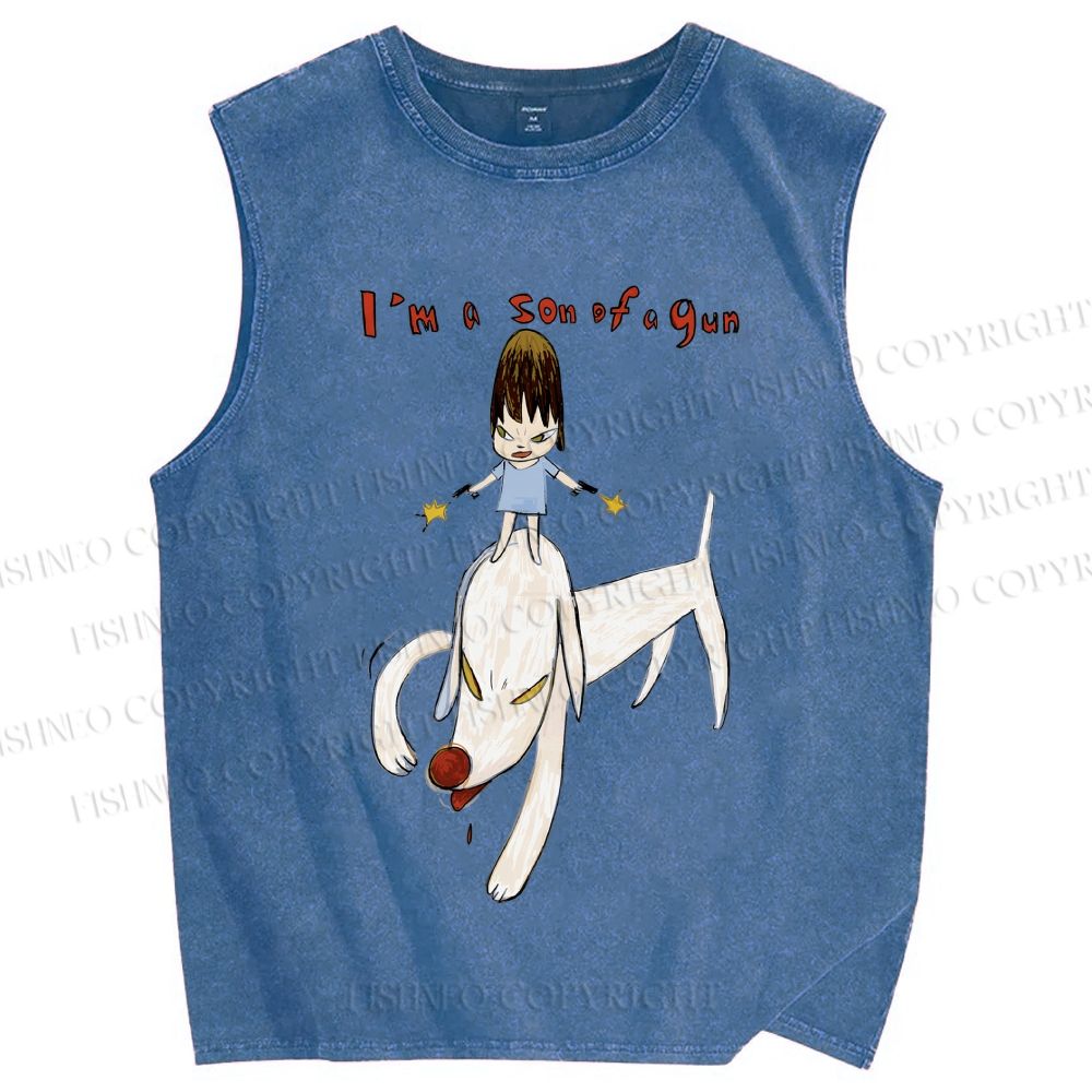 Unisex Yoshitomo Nara I'm A Son Of A Gun Printed Washed Tank Top