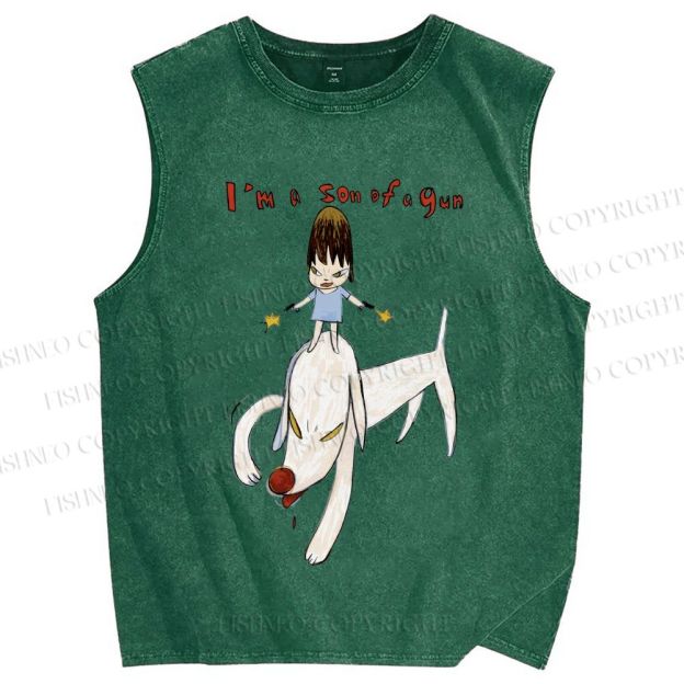 Unisex Yoshitomo Nara I'm A Son Of A Gun Printed Washed Tank Top