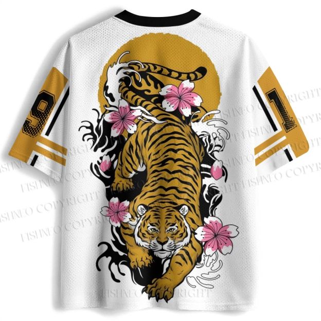 Flowers Tiger Printed Jersey Shirts