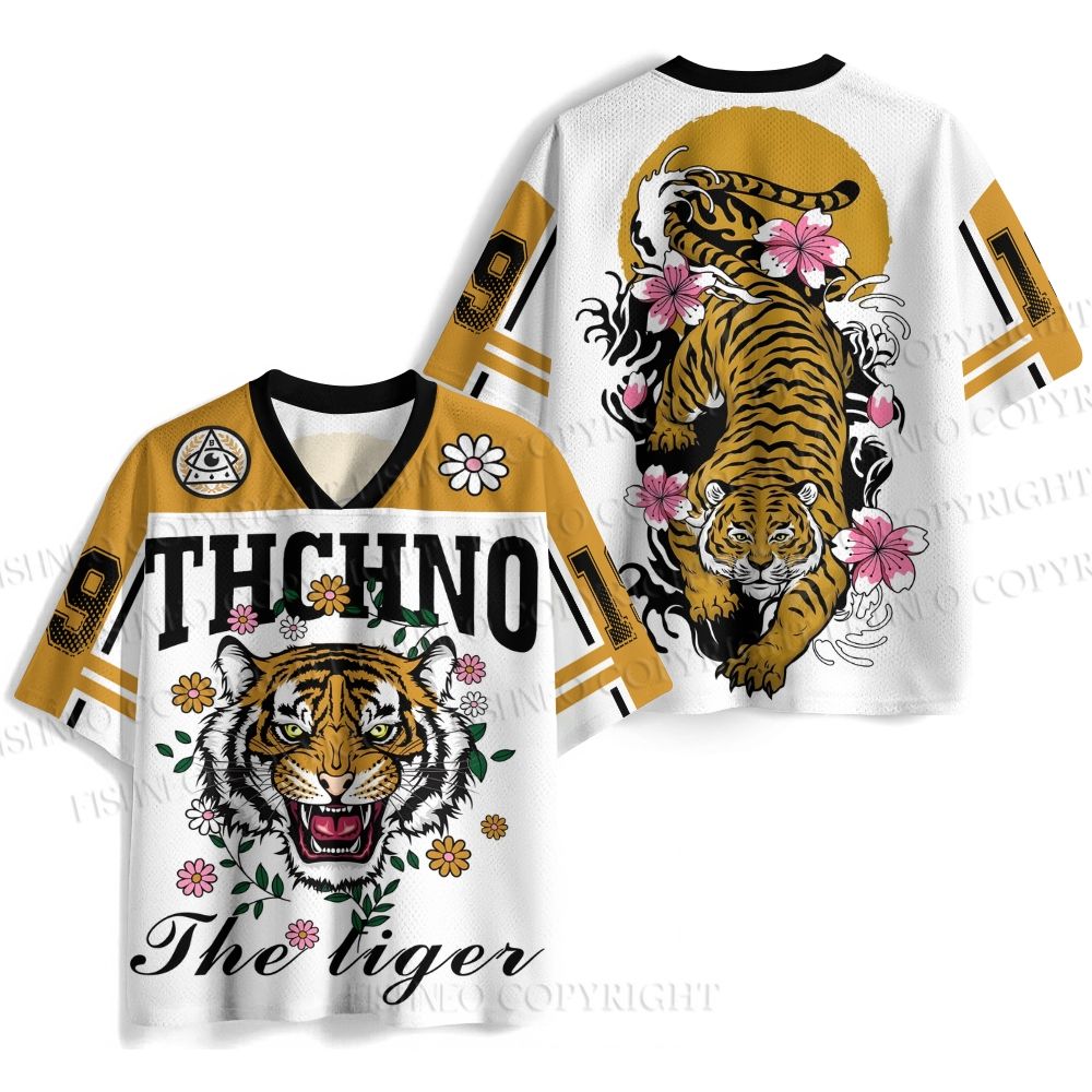 Flowers Tiger Printed Jersey Shirts