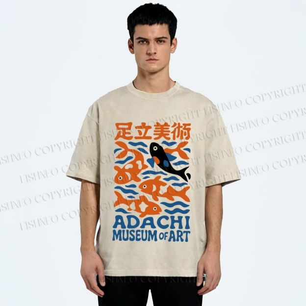 Unisex Koi Fish Museum of Art Printed Washed Tee
