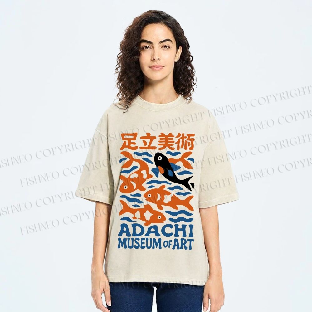 Unisex Koi Fish Museum of Art Printed Washed Tee